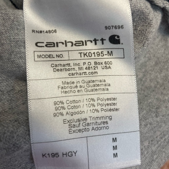 Carhartt Size Medium K195 Logo Tee Heather Gray - Picture 3 of 4